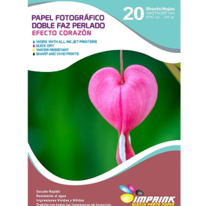 PAPEL FOTO DOBLE FAZ PERLADO EFECTO CORAZÓN 260 GR