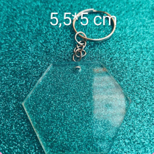 DOCENA LLAVERO HEXAGONAL SUBLIMABLE TRANSPARENTE