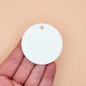 100 LLAVERO BLANCO CIRCULAR SUBLIMABLE 5 CM SIN ARGOLLA