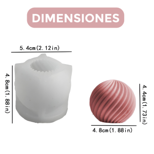 MOLDE SILICONA ESFERA LÍNEAS ESPIRALES AROMATERAPIA VELAS 5.4X4.8 CM