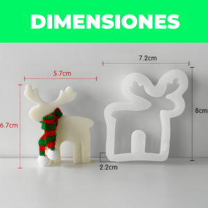 MOLDE SILICONA RENO ANIMAL AROMATERAPIA VELAS 8 X 7,2 CM