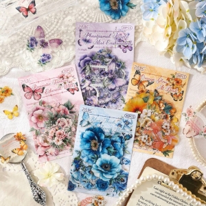 STICKERS FLORES Y MARIPOSAS COLORES NUDE