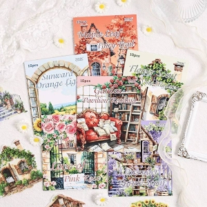 STICKERS CASITA VINTAGE CON FLORES