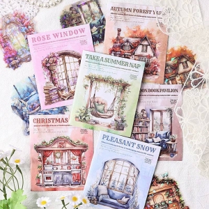 STICKERS VENTANA DECORADA VINTAGE