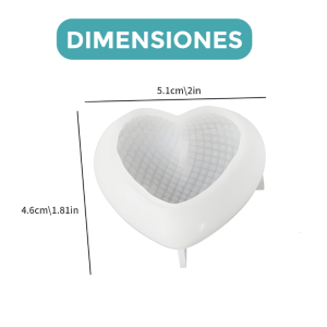 MOLDE SILICONA CORAZÓN AROMATERAPIA VELAS 5.1X4.6 CM