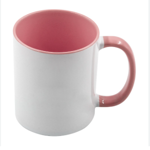 TAZA 11 OZ INTERIOR Y ASA ROSADA