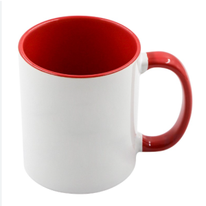 TAZA 11 OZ INTERIOR Y ASA ROJA