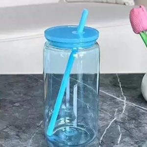 VASO ACRÍLICO CELESTE TIPO LATA DE 16OZ PARA DTF UV Y VINILO