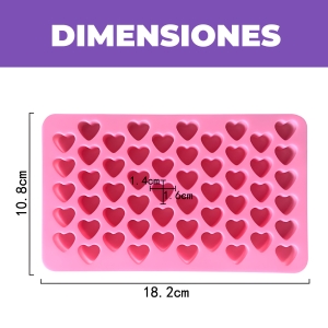 MOLDE SILICONA JABÓN WAX MELTS CORAZONES 55 RANURAS 18.2 X 10.8CM