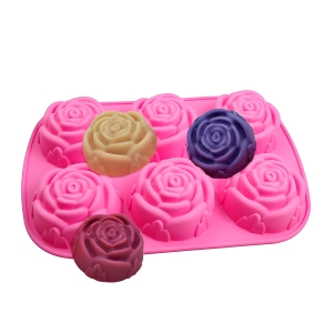 MOLDE SILICONA JABÓN ROSAS FLORES 6 RANURAS 24.4 X 16.3 CM