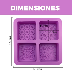 MOLDE SILICONA JABÓN ESTILO ARABE ARTESANAL 4 RANURAS 17.3CM