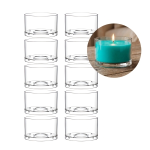 PORTA VELAS 10PCS PLÁSTICO TRANSPARENTE CILINDRICO: 3,7 CM X 1,9 CM