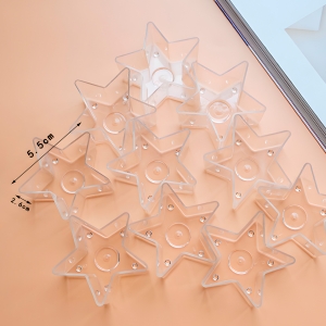 PORTA VELAS 10PCSP PLÁSTICO TRANSPARENTE ESTRELLA: 5,5 CM X 2,6 CM