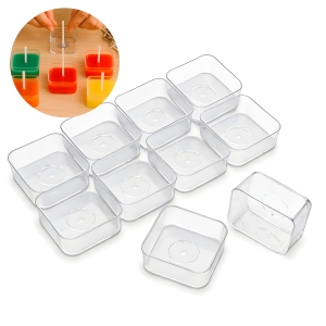 PORTA VELAS 10PCS PLÁSTICO TRANSPARENTE CUADRADO: 3,8 CM X 1,9 CM