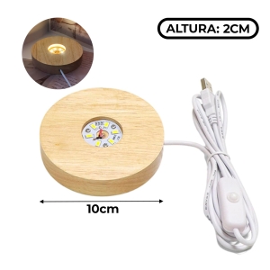 BASE REDONDA MADERA LED 3 TONOS